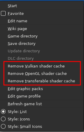 Remove shader cache option in Cemu
