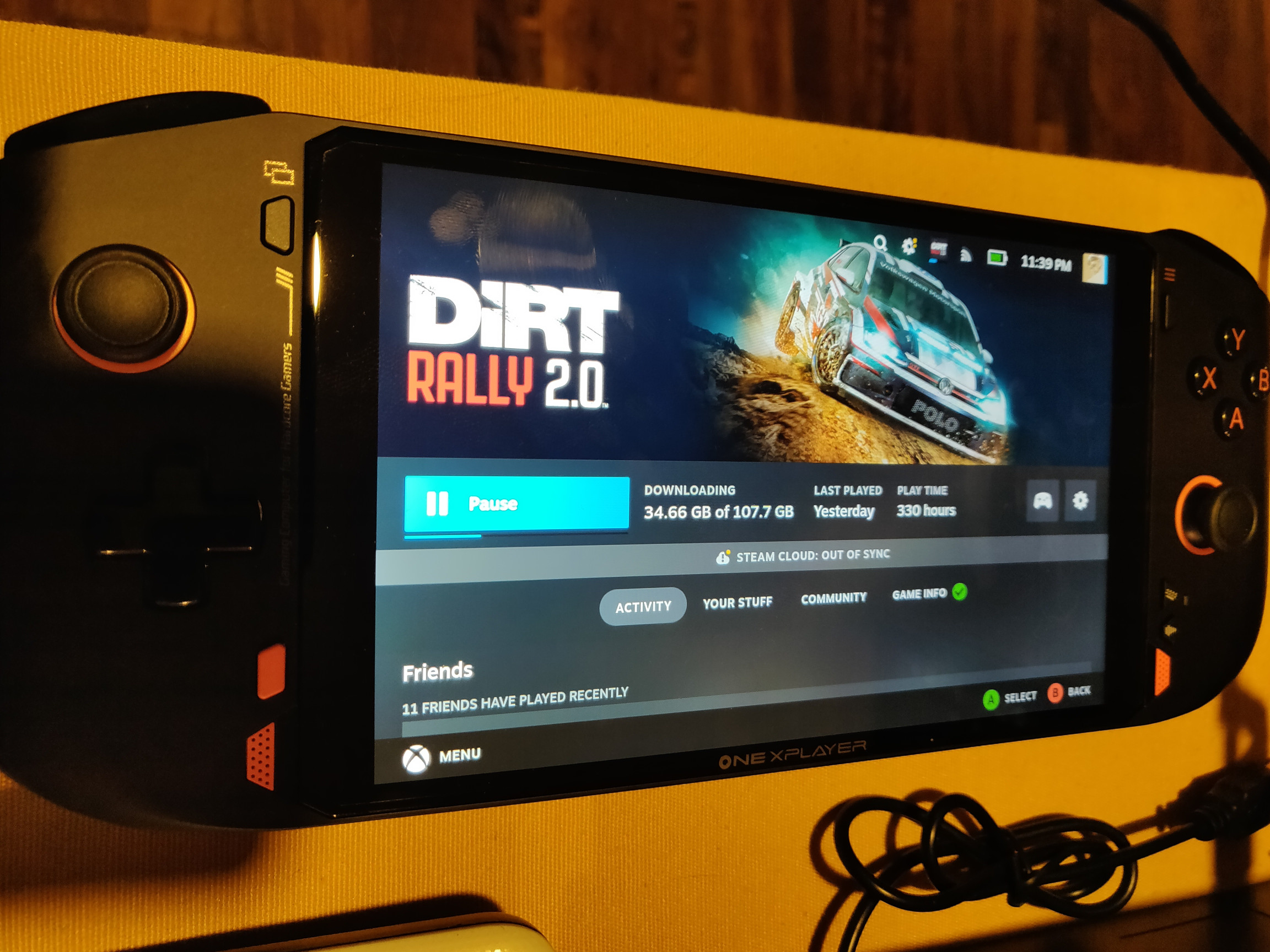 Samsagax downloading Dirt Rally 2.0 on OneXPlayer Mini AMD