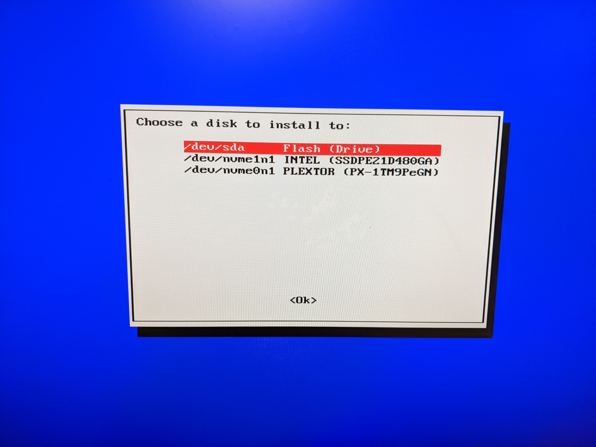 ChimeraOS installer disk choice