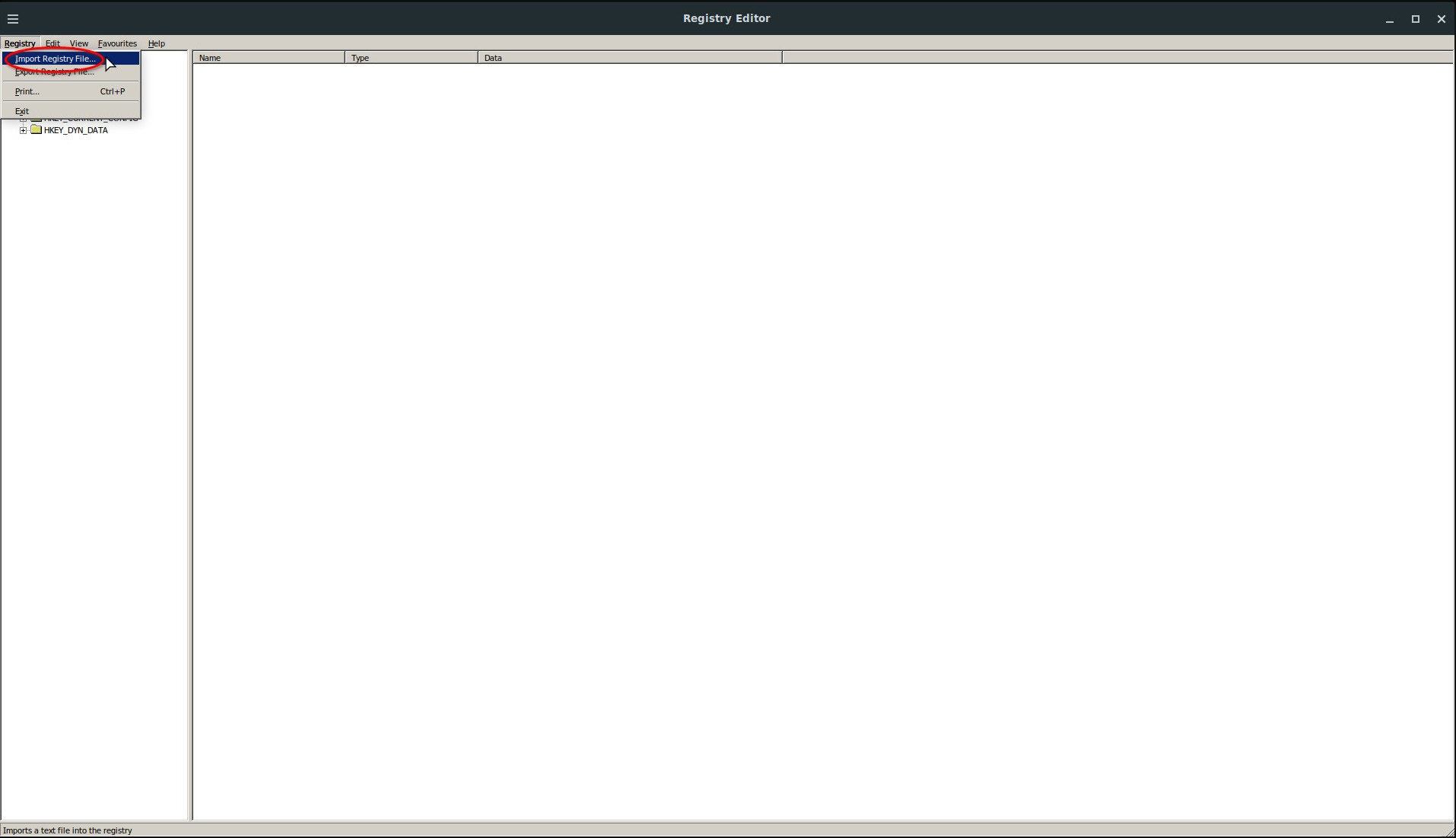 Importing registry file