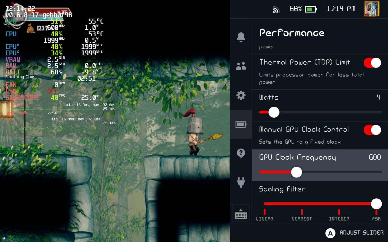 Clunky Hero on Deck base settings