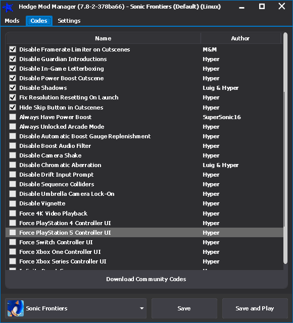 HMM Codes Menu