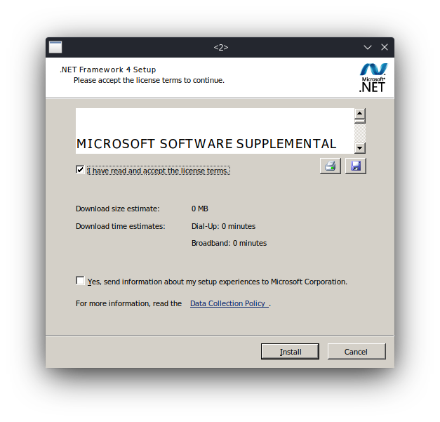 Dotnet install