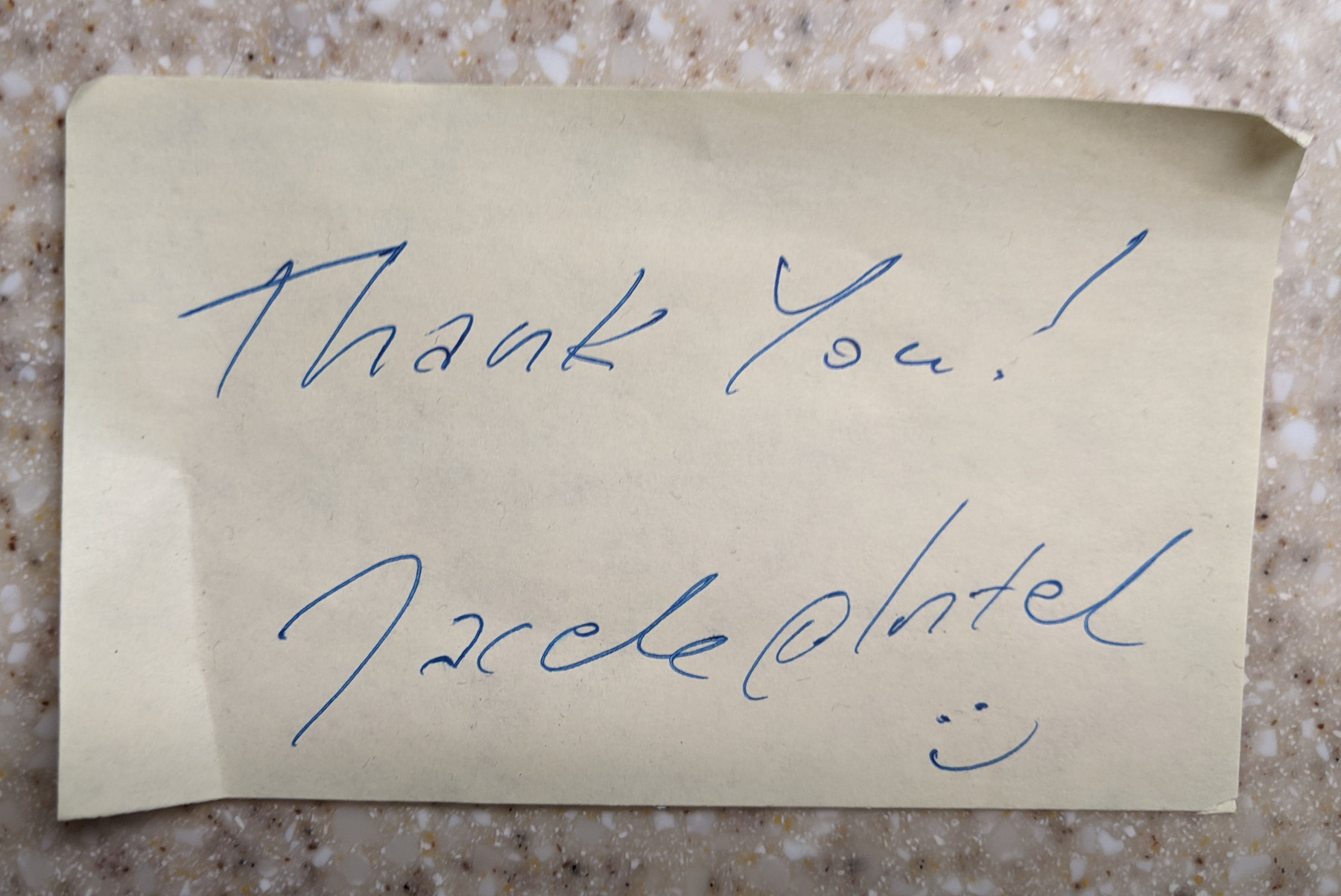 Thank you note from Jacek from Intel