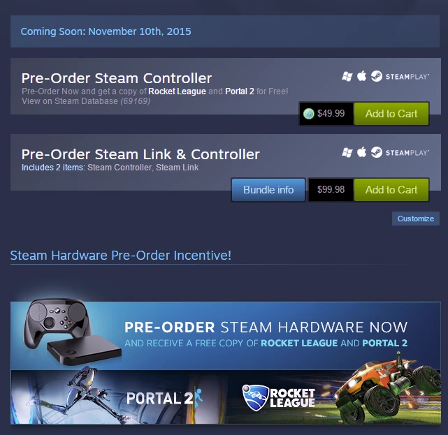 Steam Controller pre-order offer