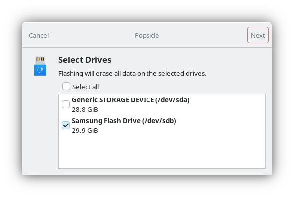 Flashing the Kazeta ISO with Popsicle