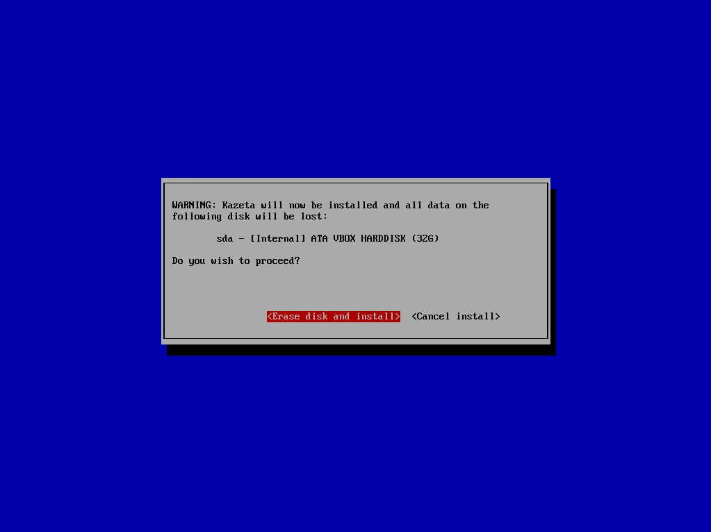 Kazeta installer blue screen