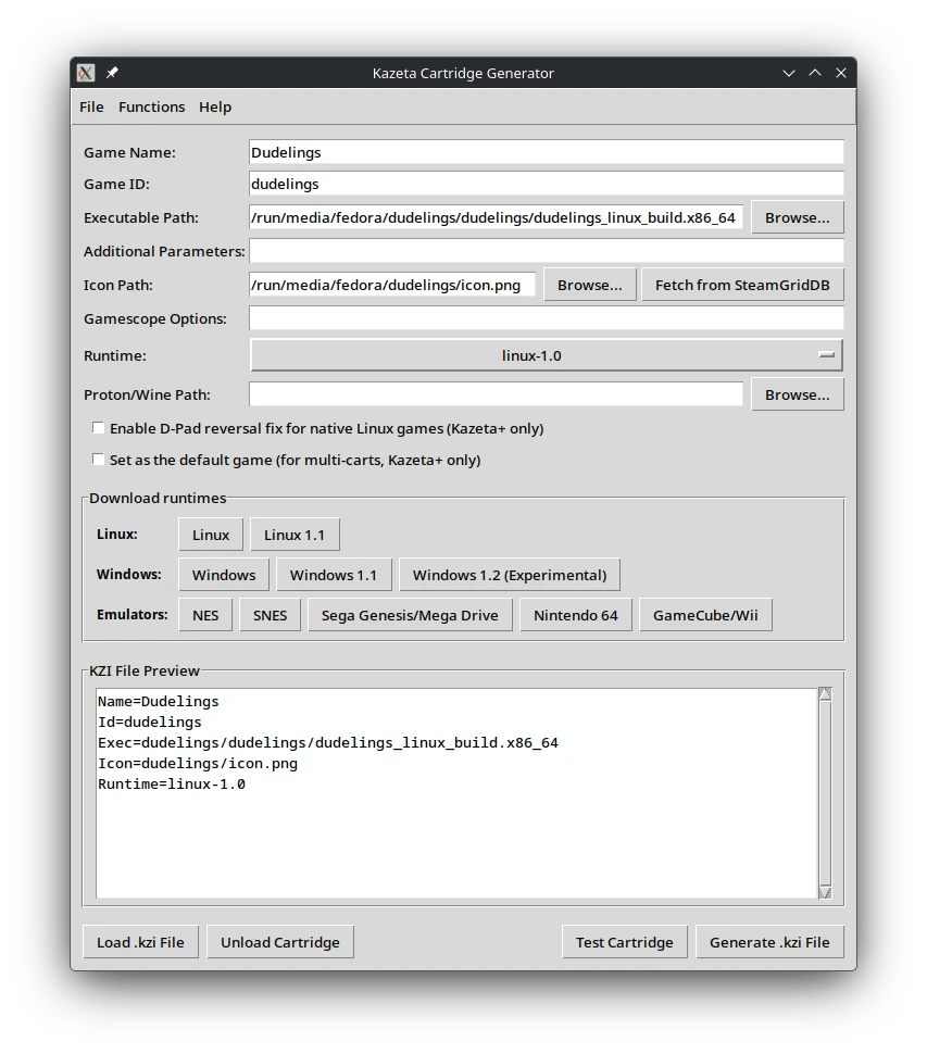 KZI cartridge generator - Dudelings example