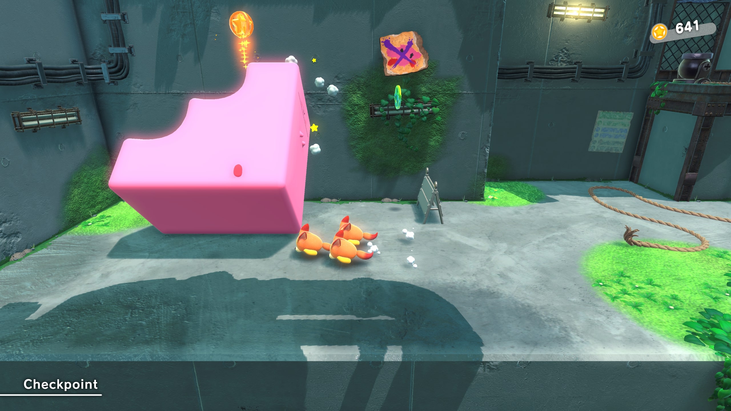 kirby in mouthful stair case mode
