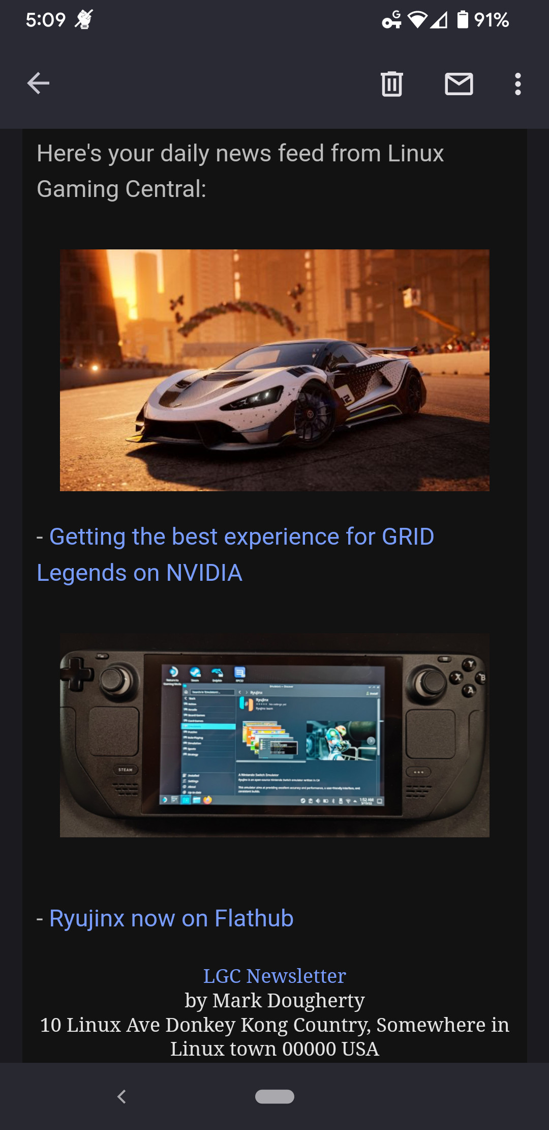 lgc newsletter on mobile