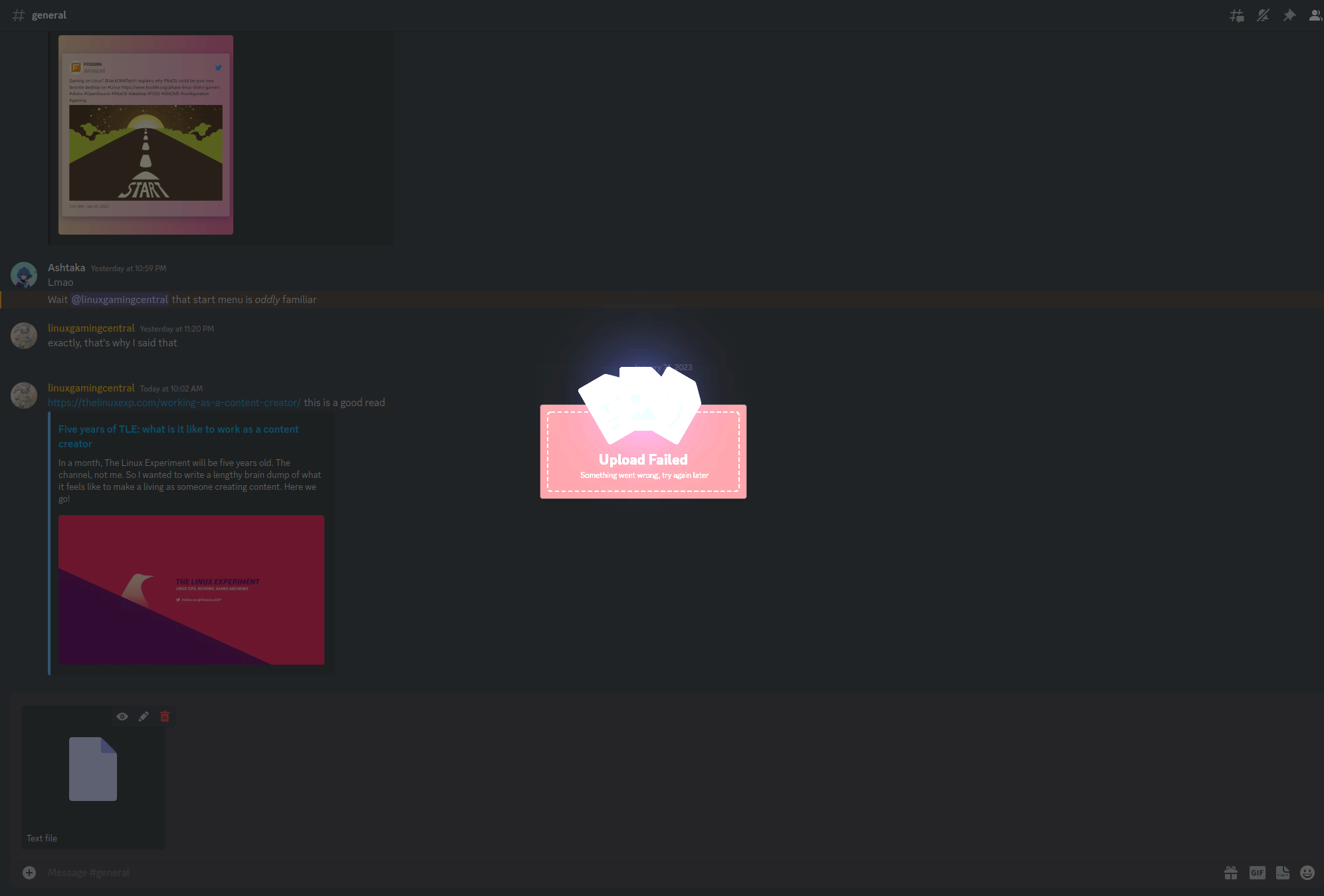 Trying to add an attachment with Discord Flatpak
