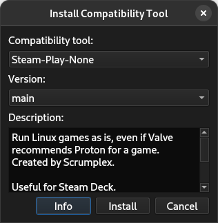Downloading Steam-Play-None with ProtonUp-Qt