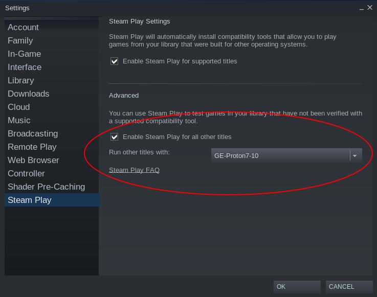 steam selecting proton version globally