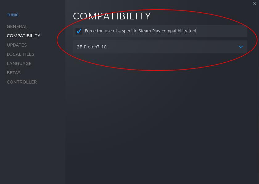 steam selecting proton version for a specific game