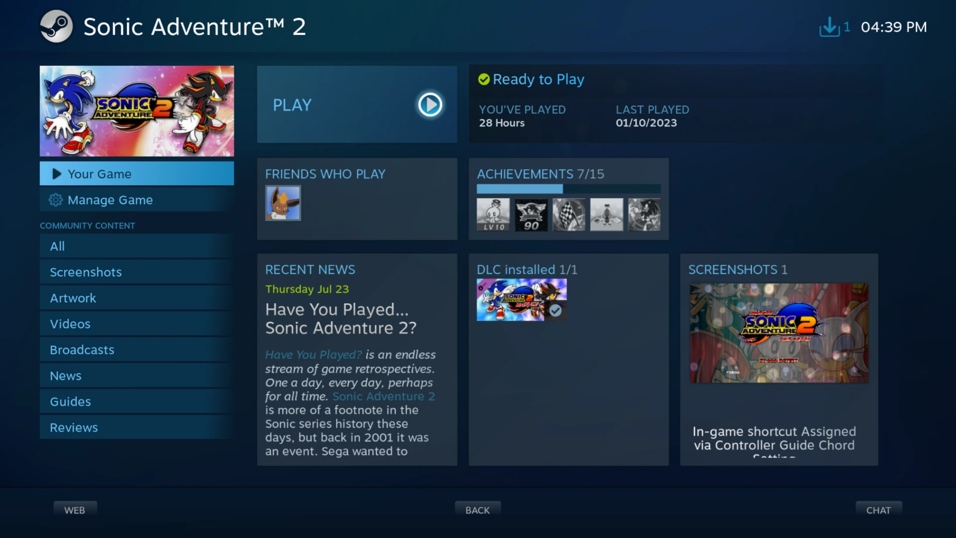 Old BPM Sonic Adventure 2 game view