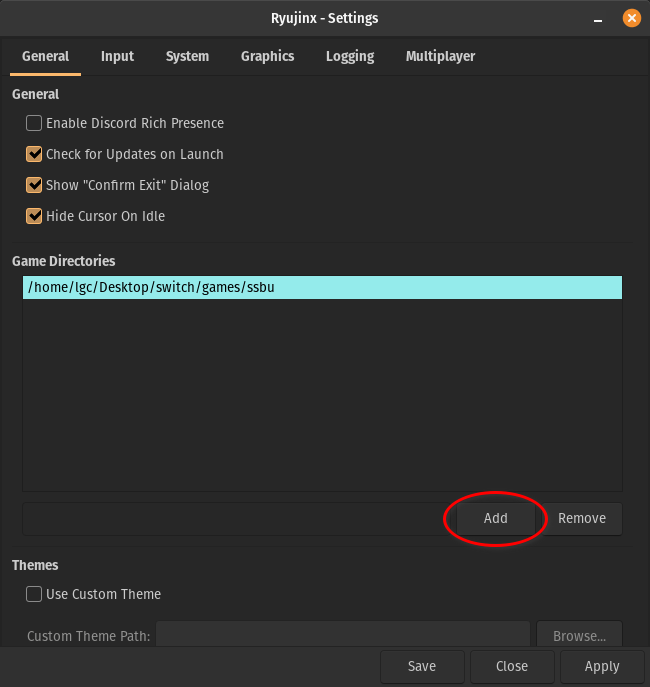 Ryujinx LDN adding ROM filepath