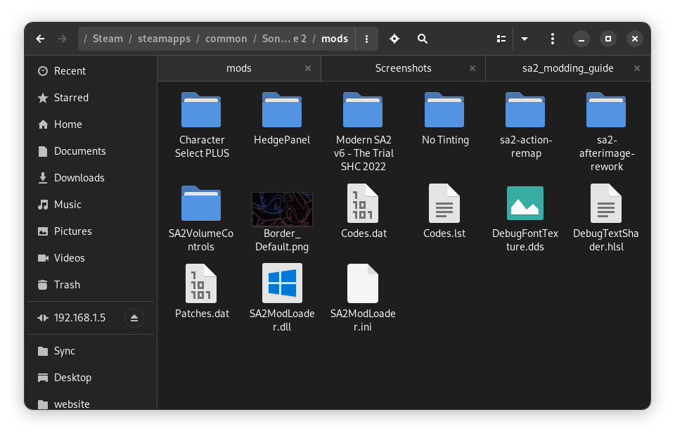 SA2 mods folder