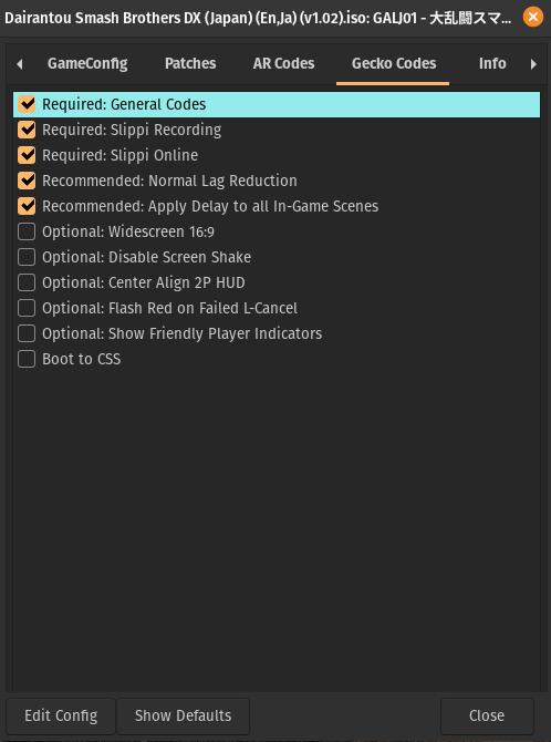 slippi gecko codes
