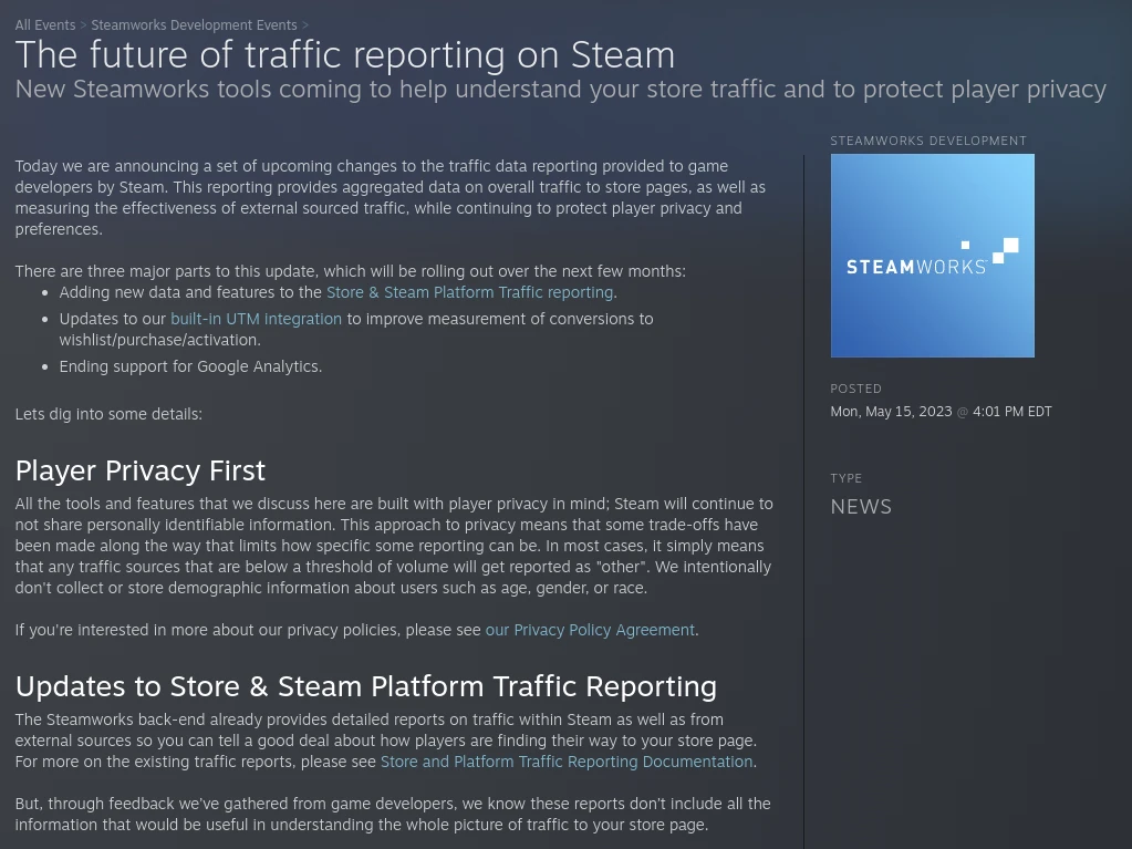 Cover Image Steam to Ditch Google Analytics in Favor of Their Own Solution