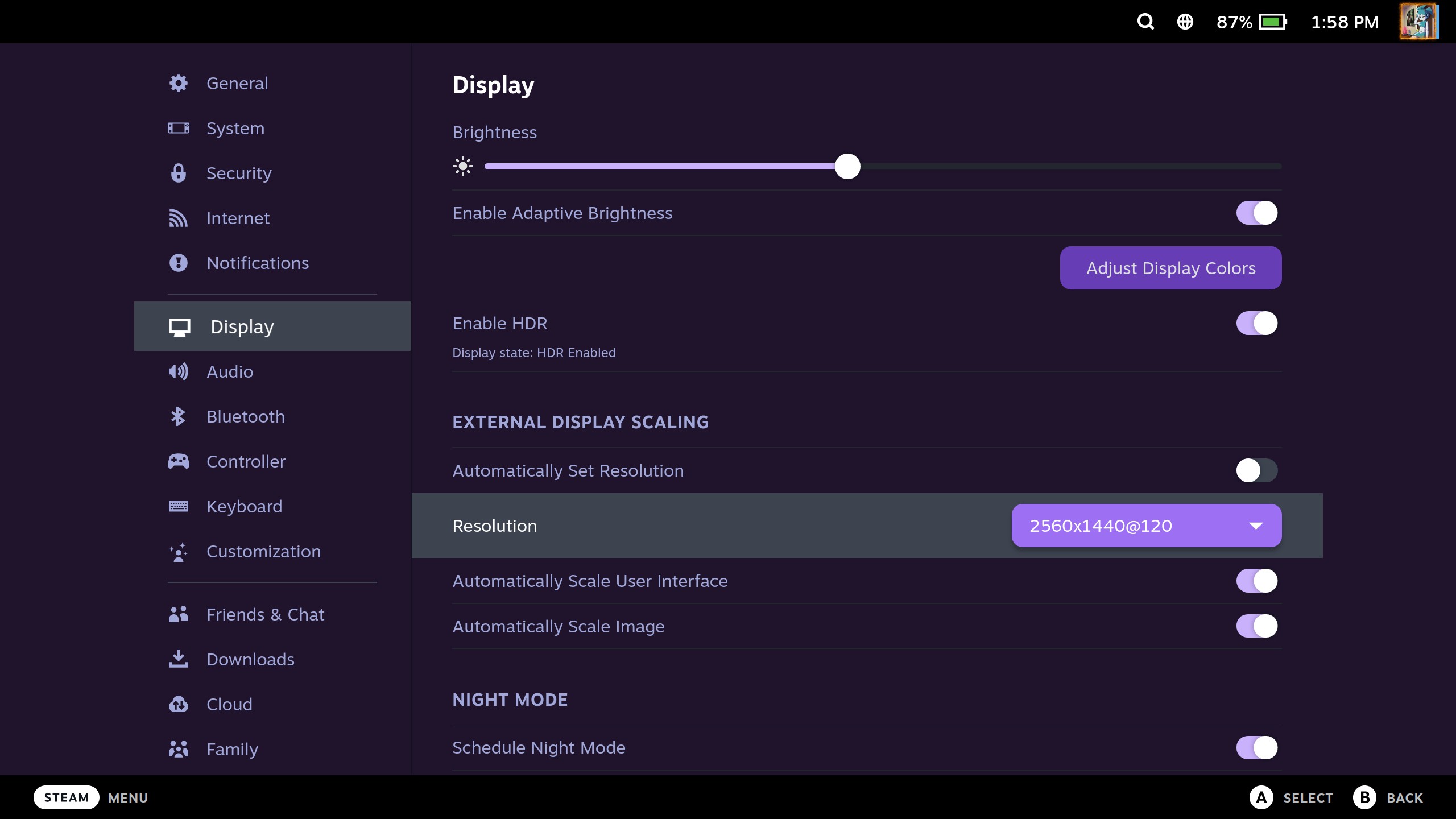 Setting lower refresh rate in Game Mode