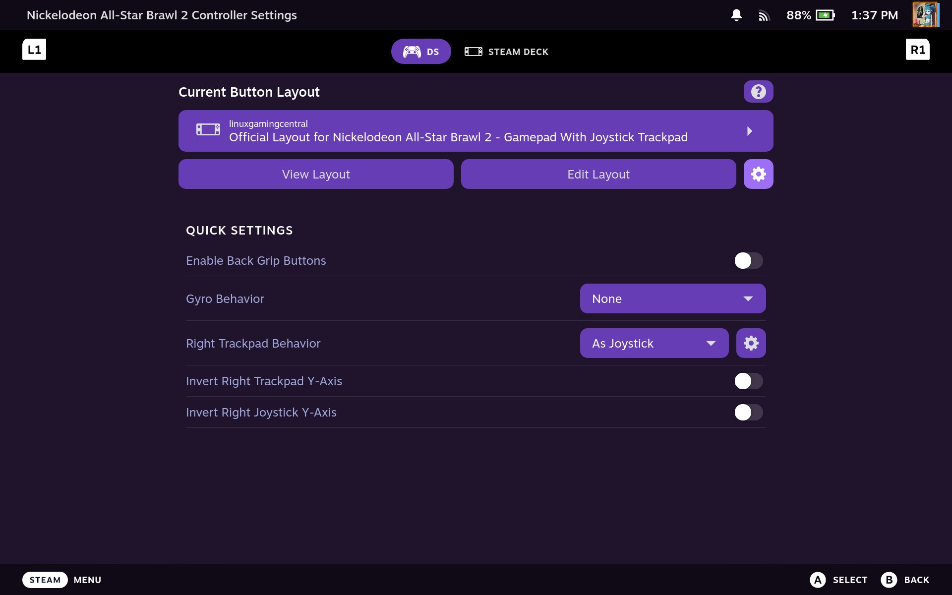 Controller tabs