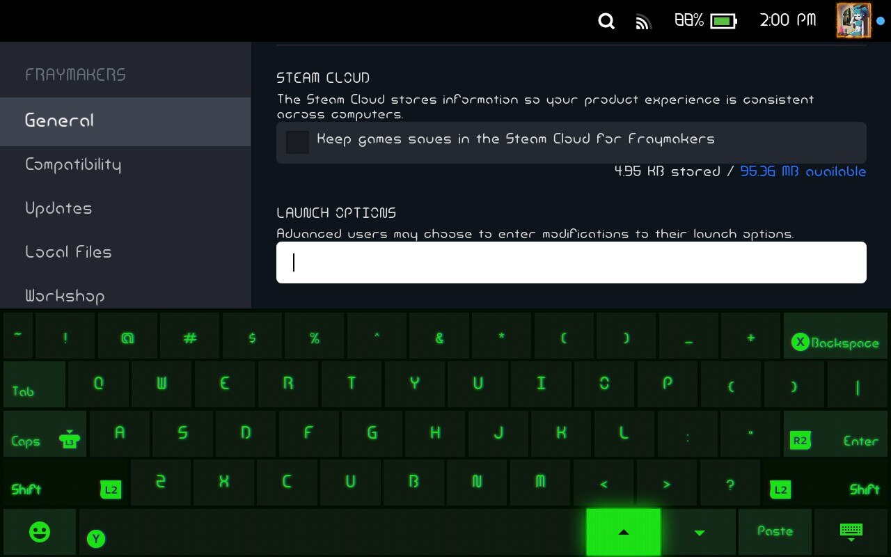 Steam Deck up and down arrow keys