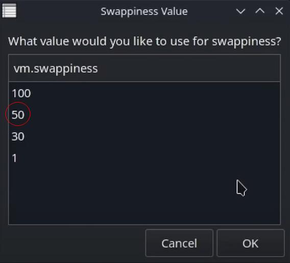 Changing swappiness on Deck