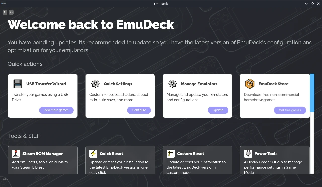 EmuDeck 2.1.0 Provides New Interface, Adds Support for More Emulators