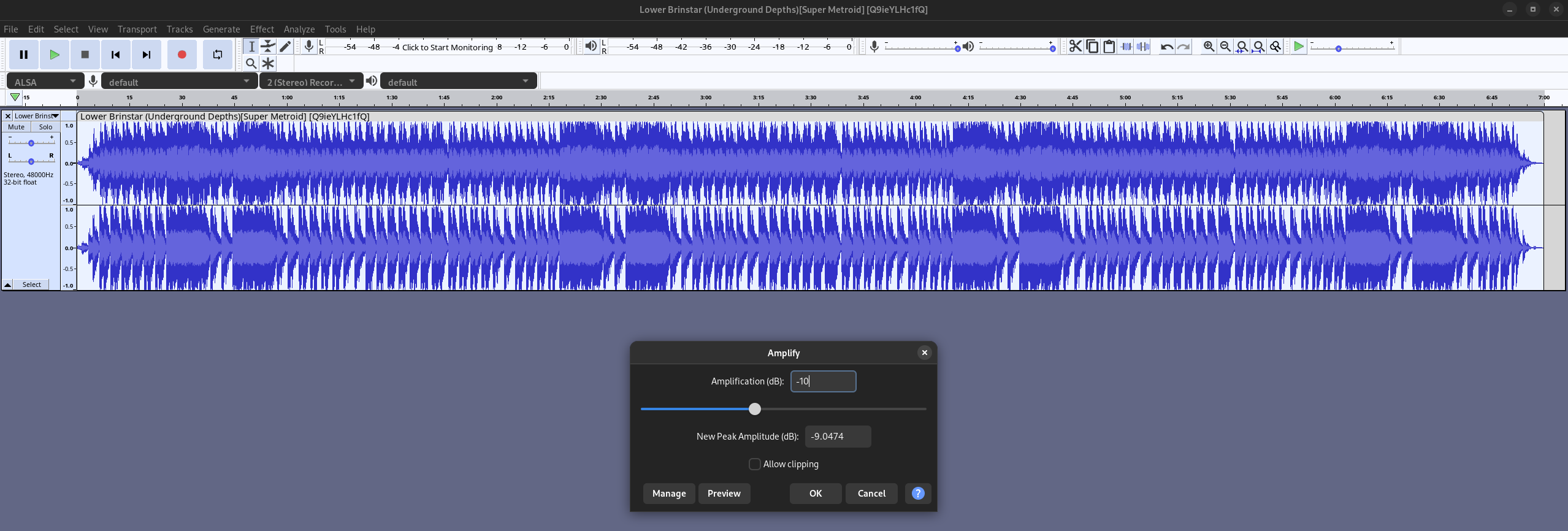 Lowering amplification via Audacity