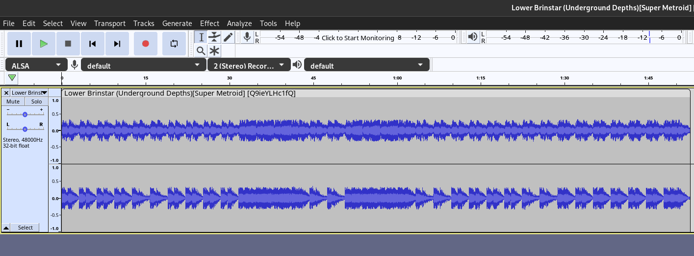 Trimming BGM in Audacity