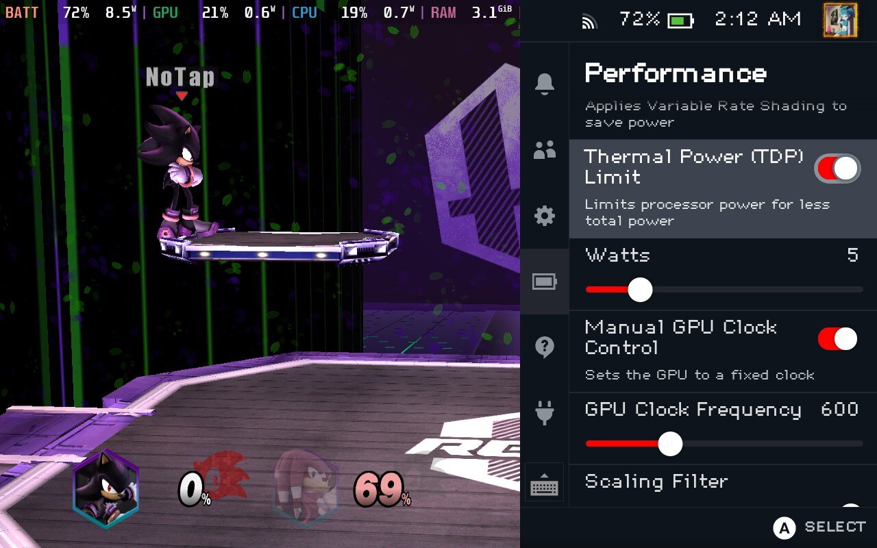 PM EX Remix power settings