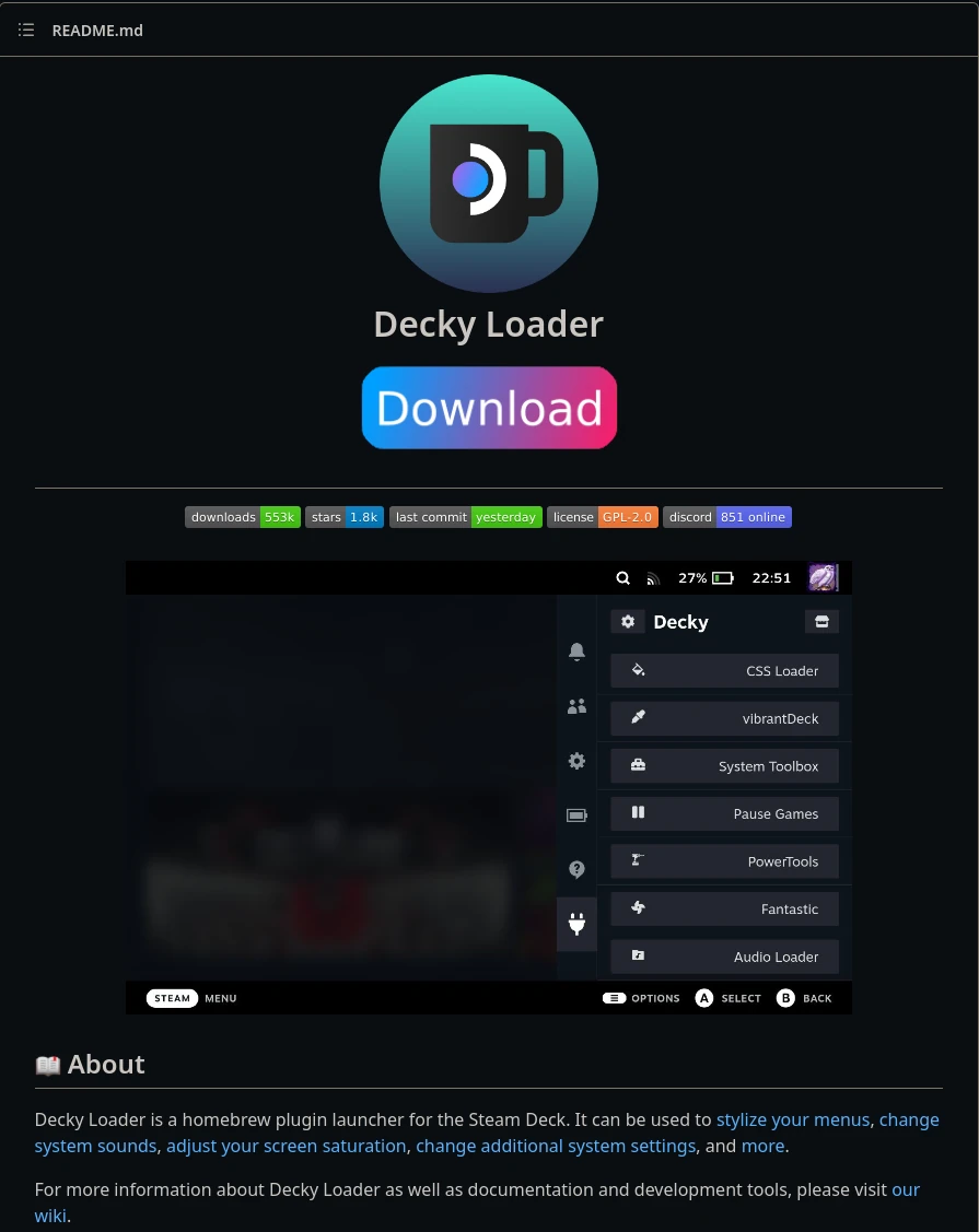Decky Loader GitHub page