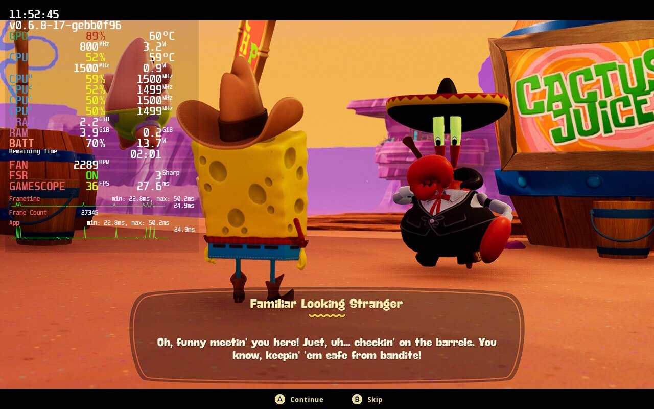 In-game with Spongebob Cosmic Shake