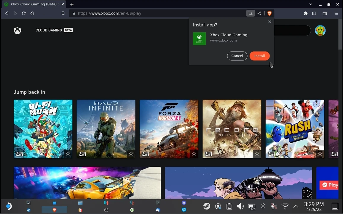 Install Xbox Game Pass as an app