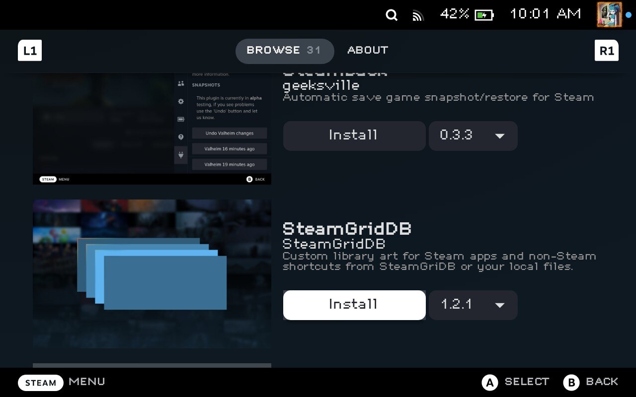 SteamGridDB in Decky Loader store