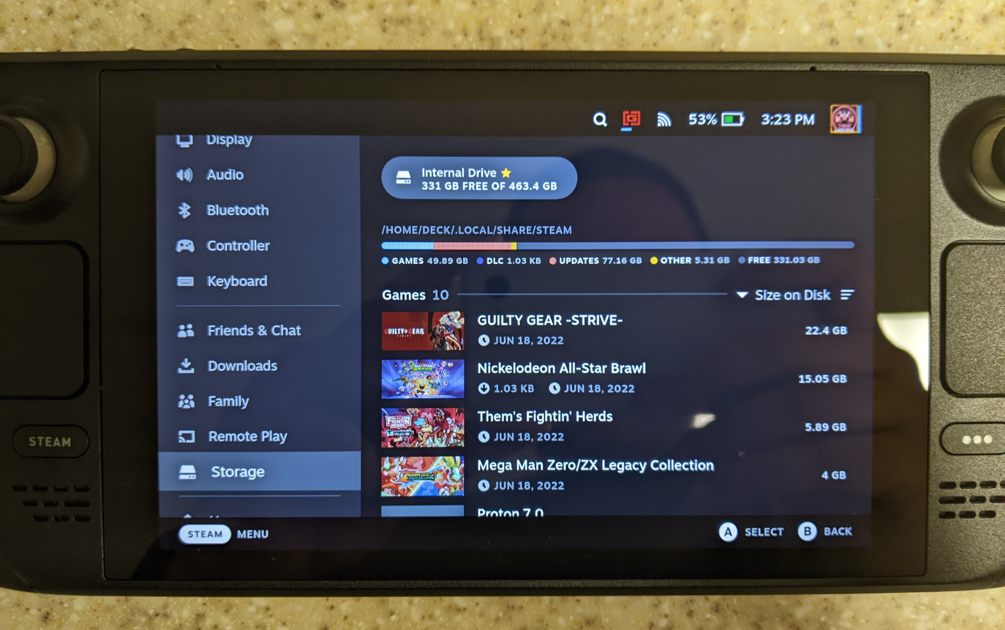 steam deck storage