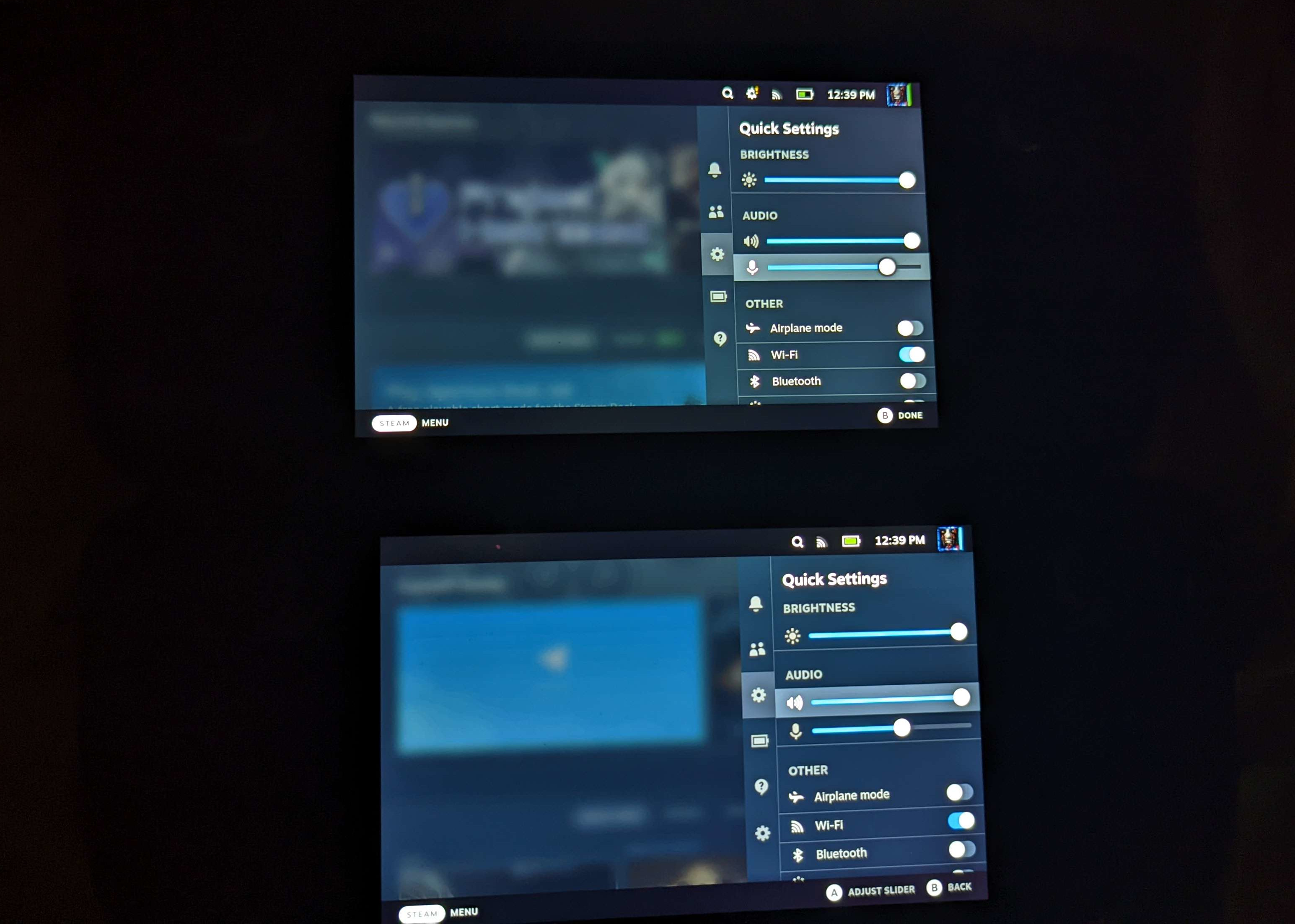 Steam Deck brightness comparison