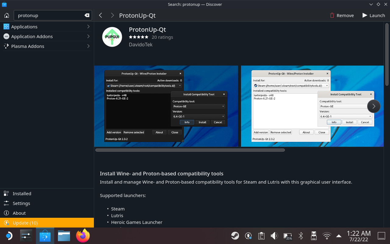 protonup-qt search in discover