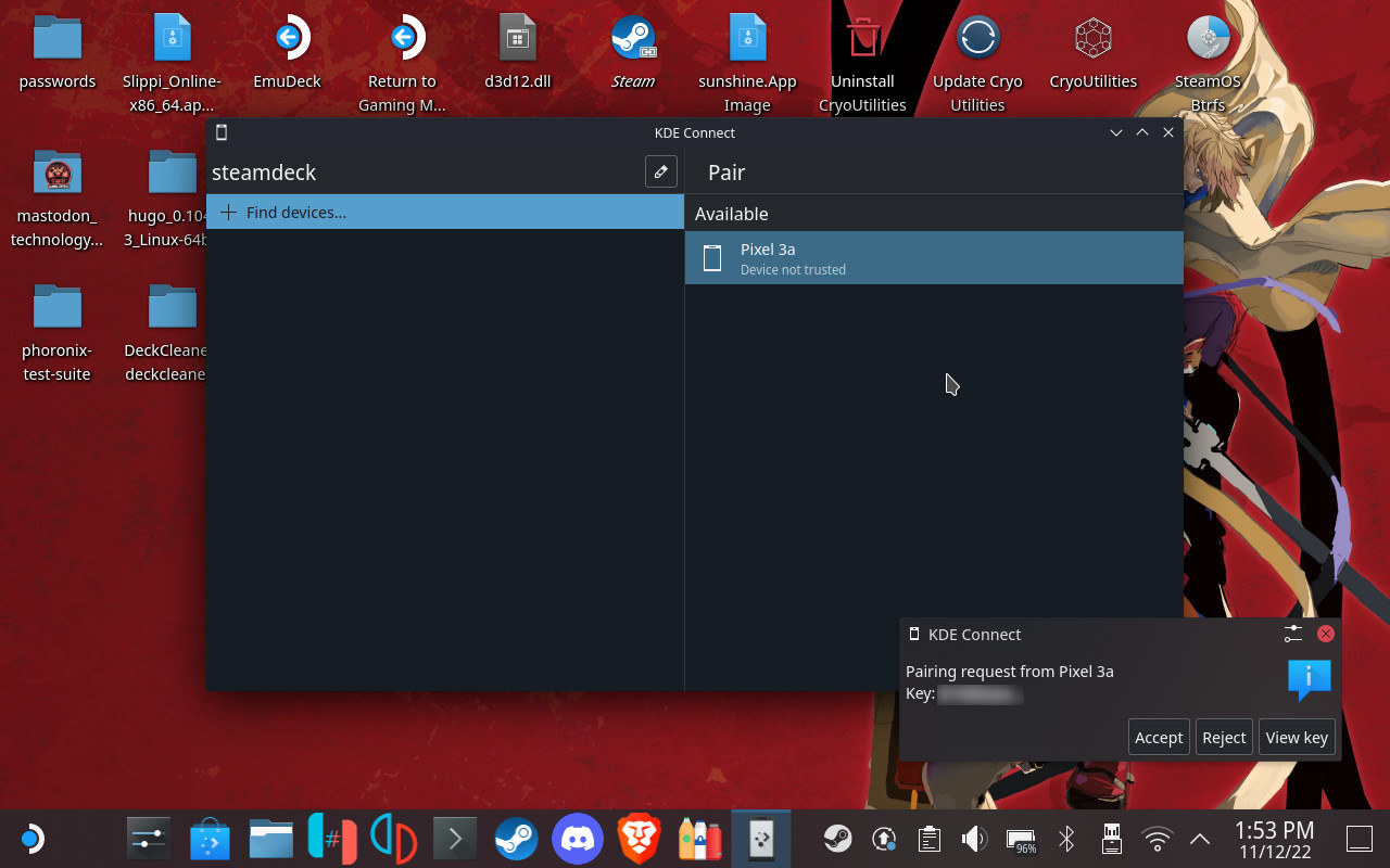 Pairing request KDE Connect