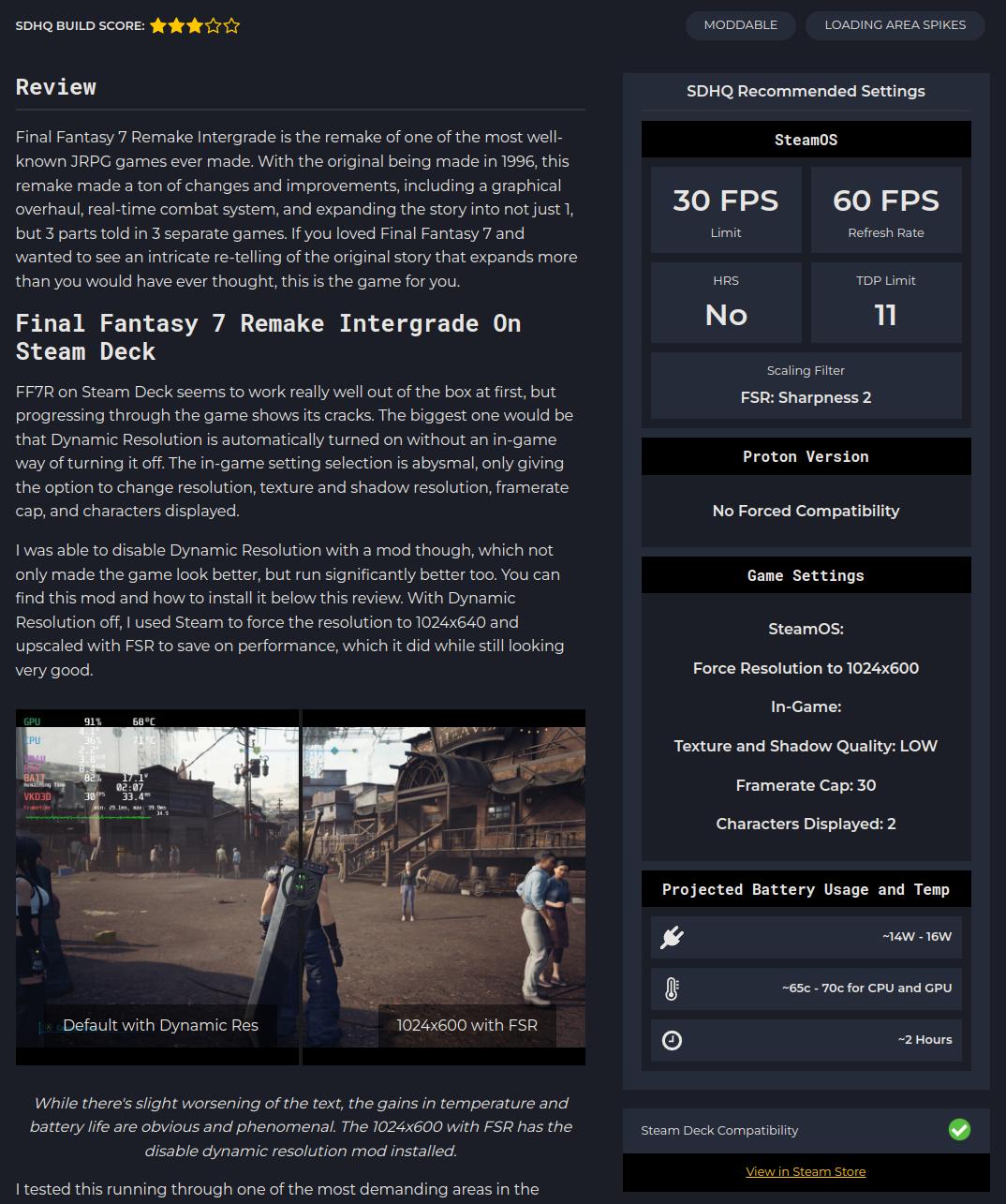 Steam Deck HQ FF7R review
