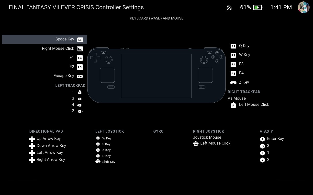 Steam Deck controller profile