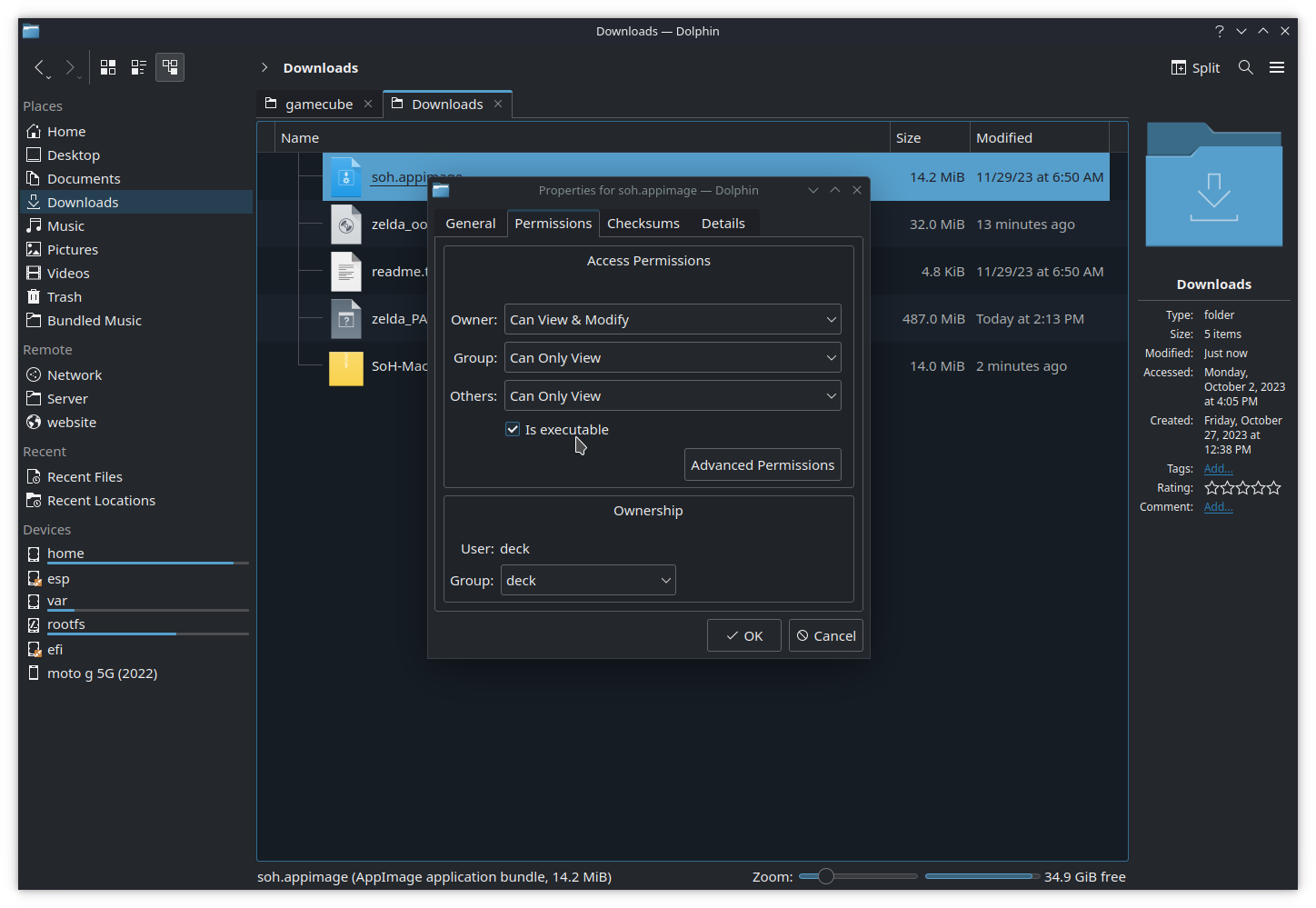 Marking SoH appimage as executable