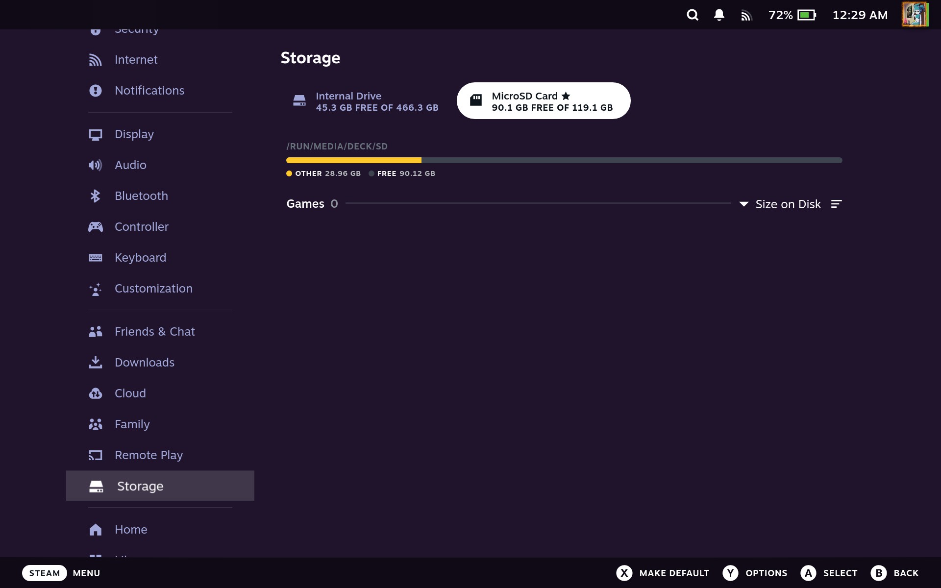 Manage SD card storage
