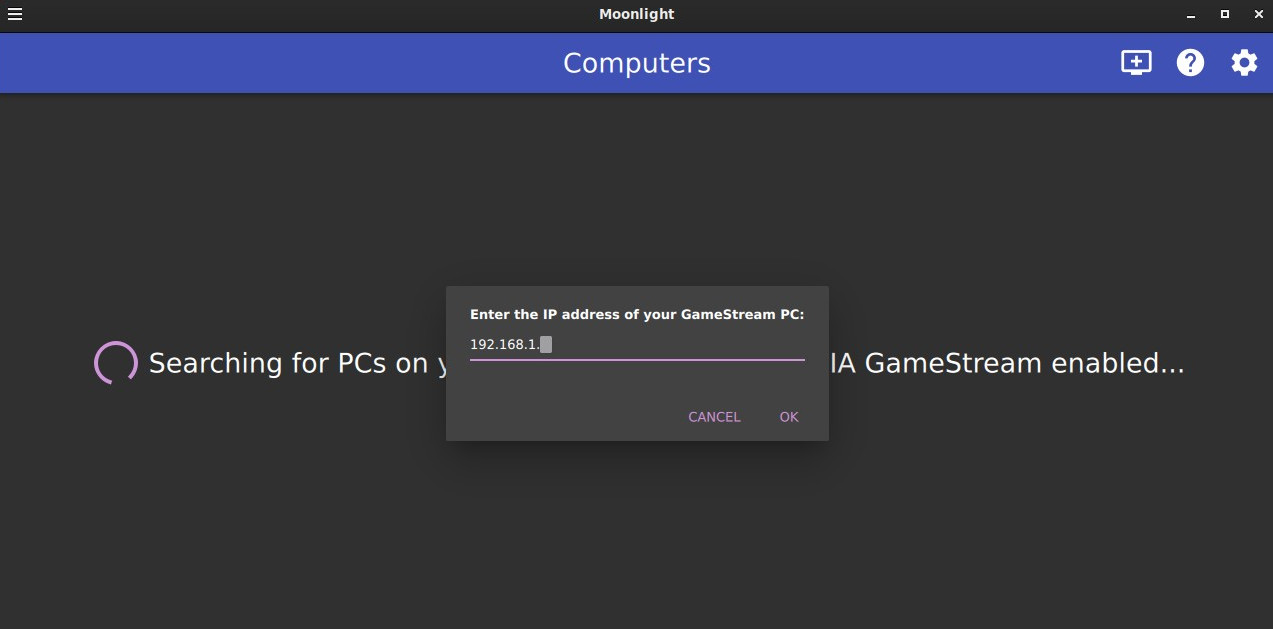 Moonlight adding PC manually