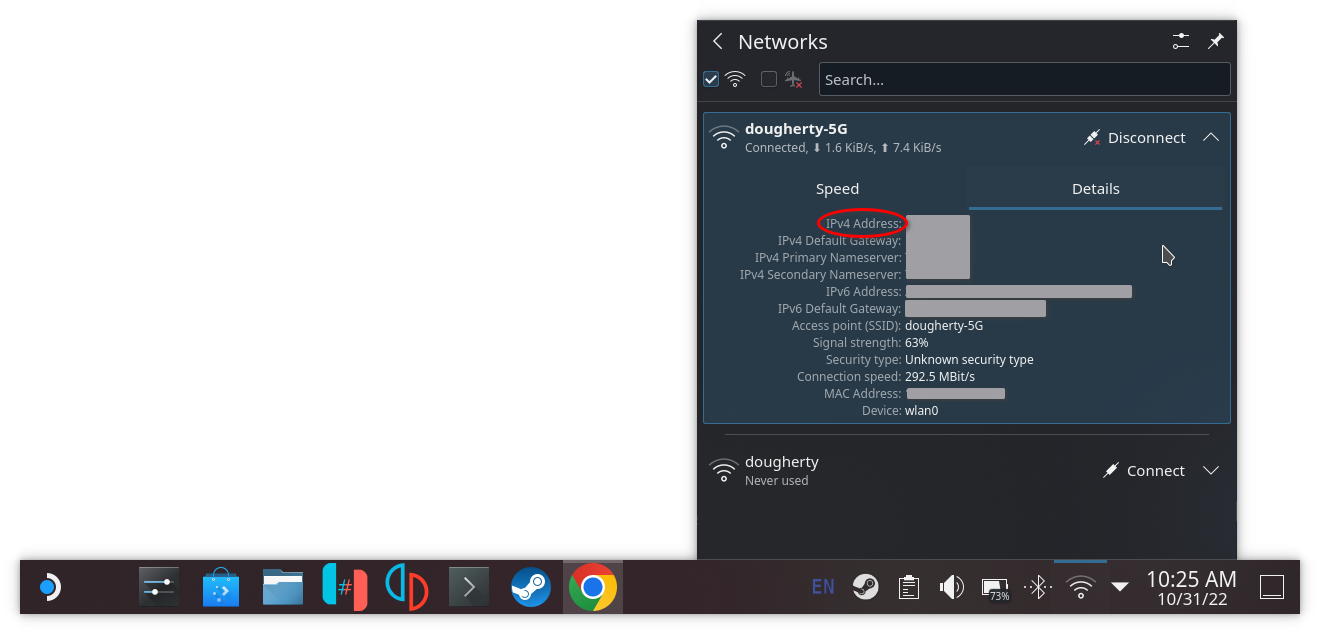 Getting IP address of host