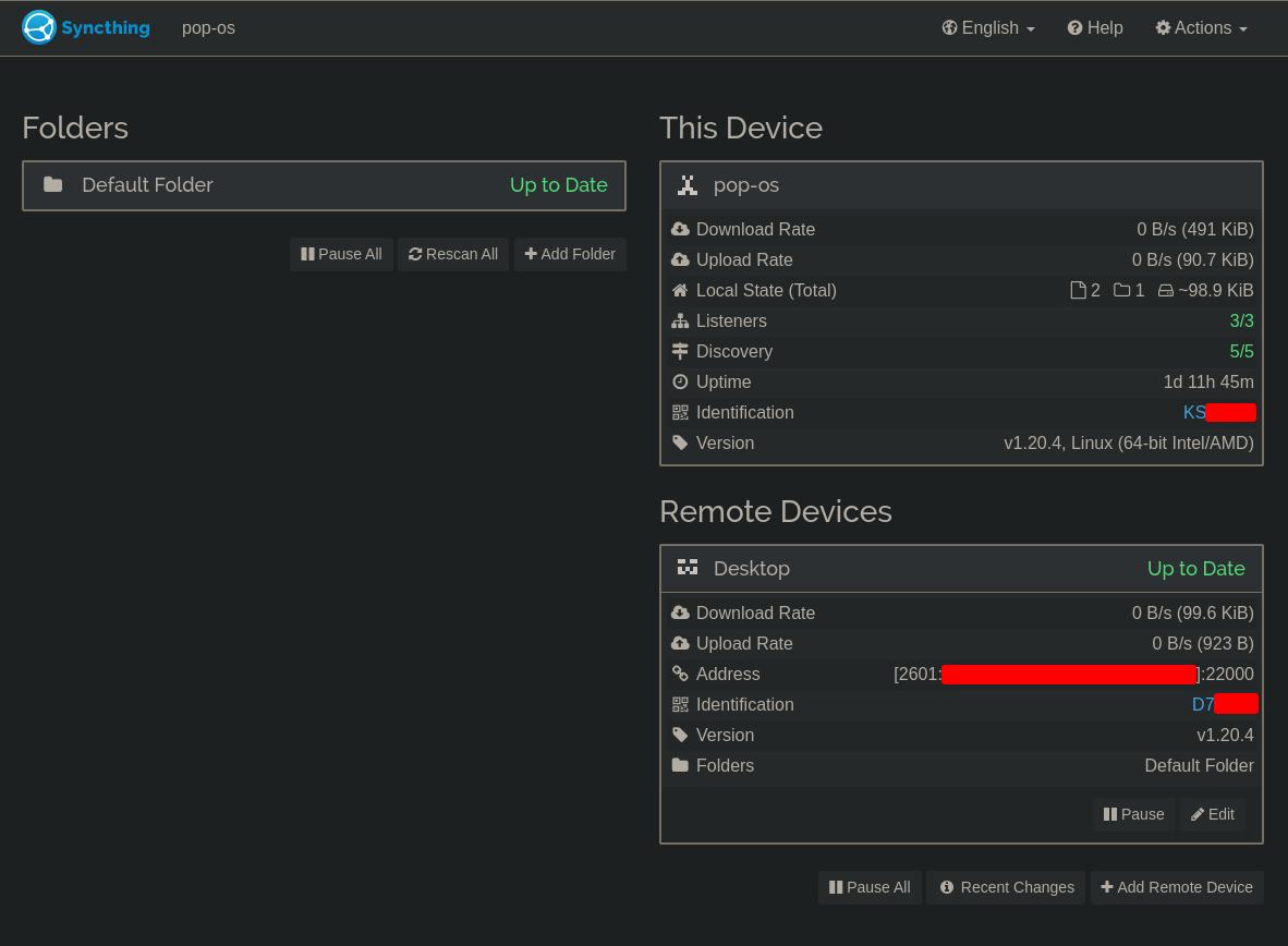 Syncthing new device added