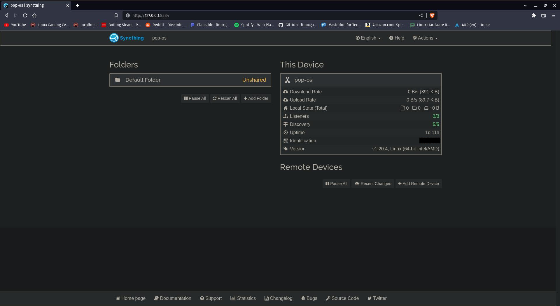 Syncthing interface