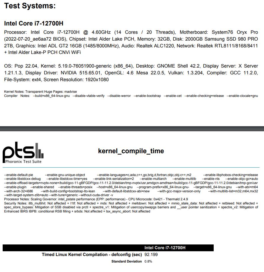 oryx pro kernel compile time