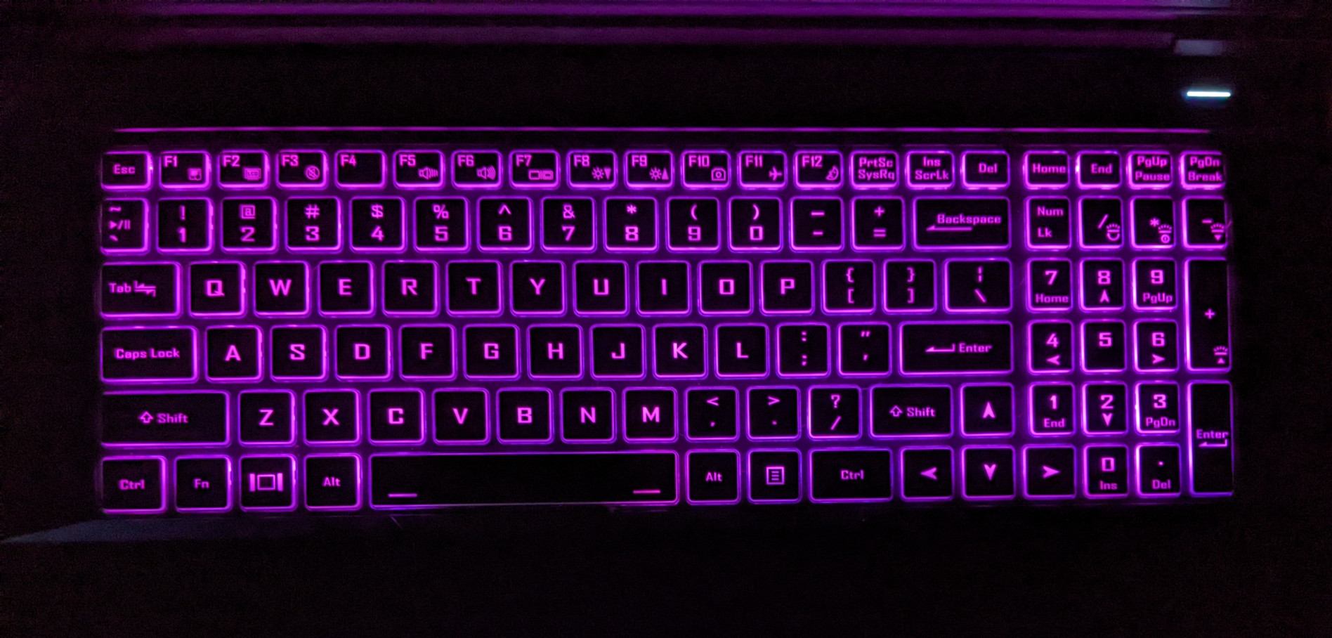 Oryx Pro magenta keyboard backlight