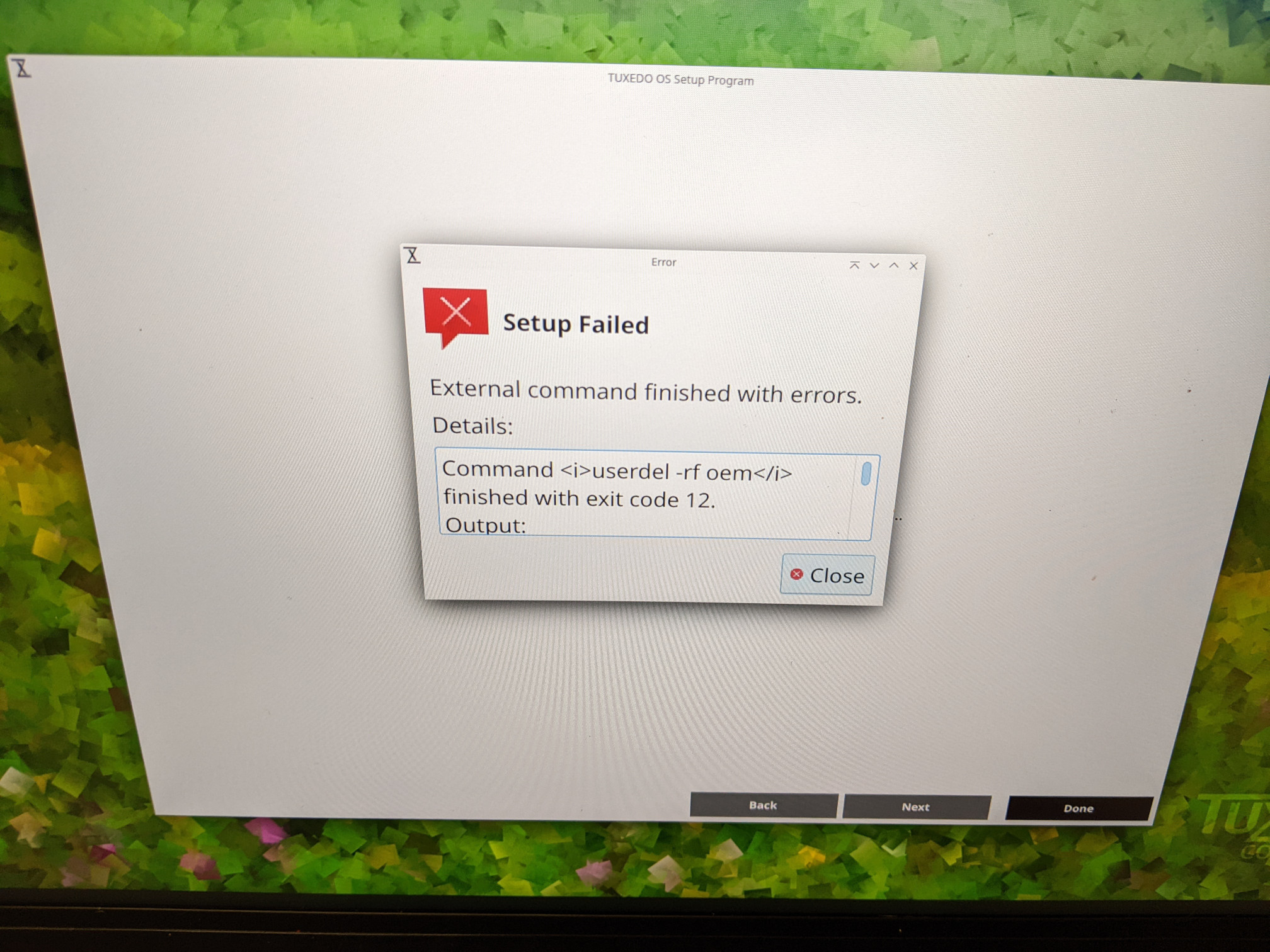 error after install